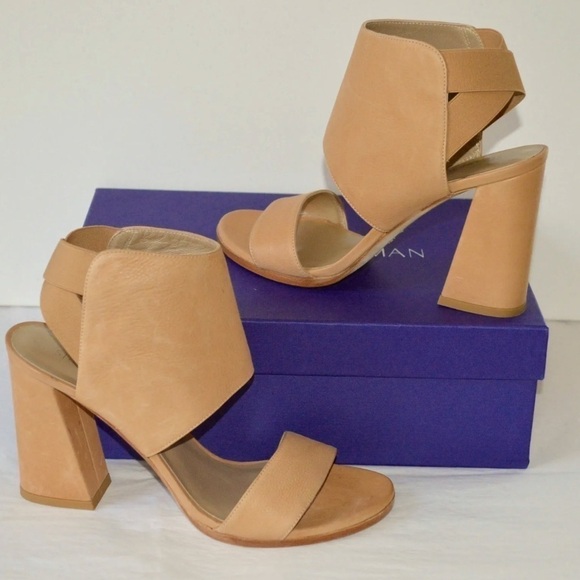 Stuart Weitzman INPOWER Pecan Comfy Calf Leather Sandal sz 8.5 Rare - Picture 1 of 10